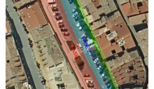 Plano de de las fases de obra del Muro