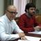 Carlos Gimeno (PSN) y el alcalde Eneko Larrarte en la presentaciòn del estudio sobre el Campus de Tudela